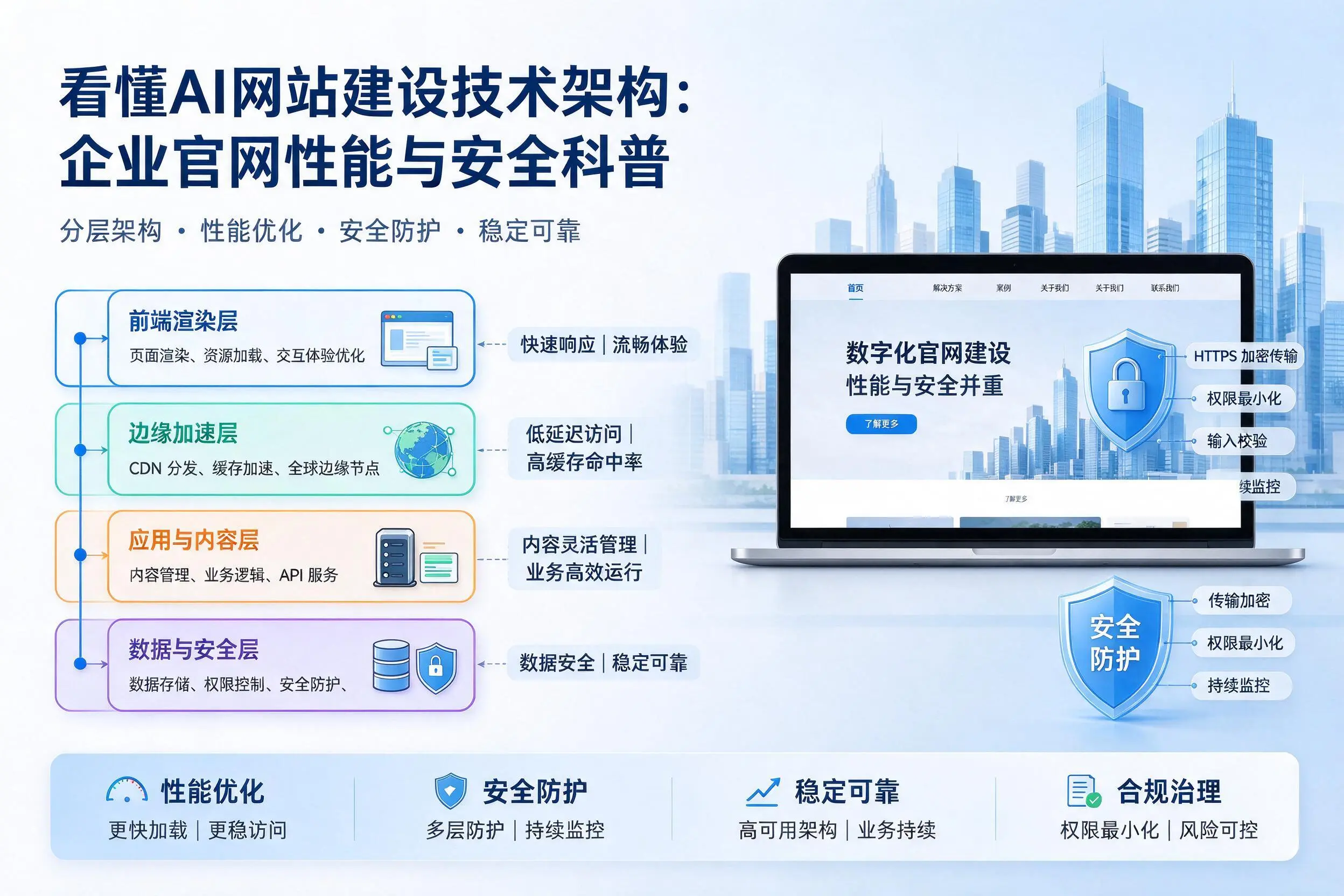 看懂AI网站建设技术架构：朔州企业官网性能与安全科普