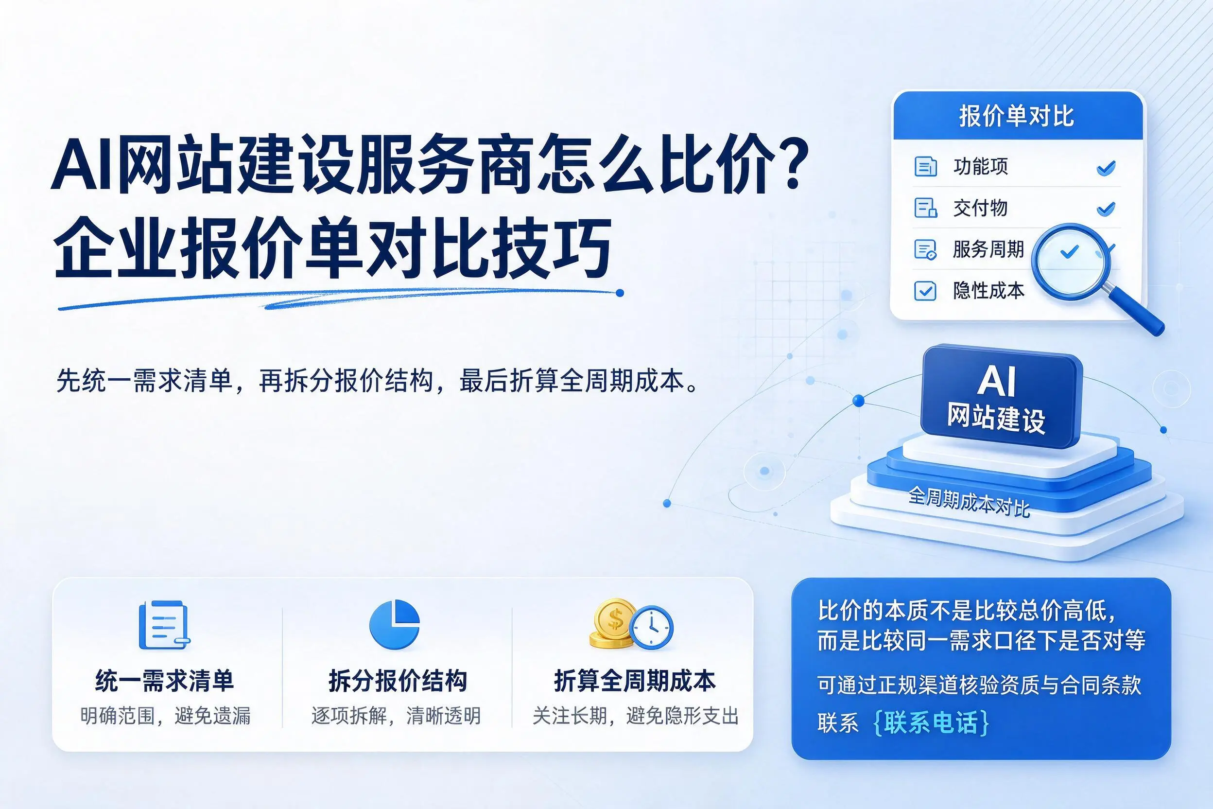 AI网站建设服务商怎么比价？朔州企业报价单对比技巧