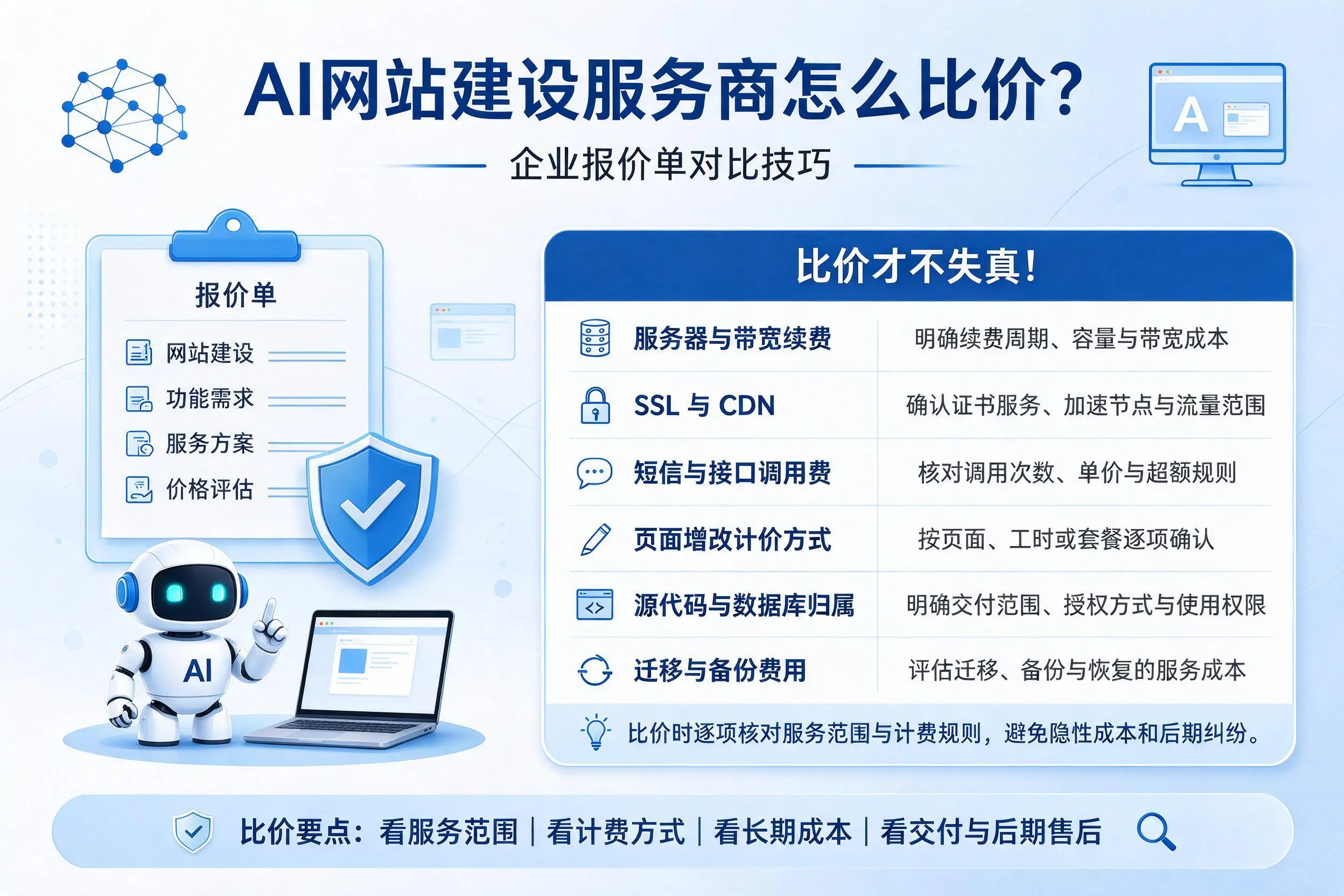 AI网站建设服务商怎么比价？朔州企业报价单对比技巧