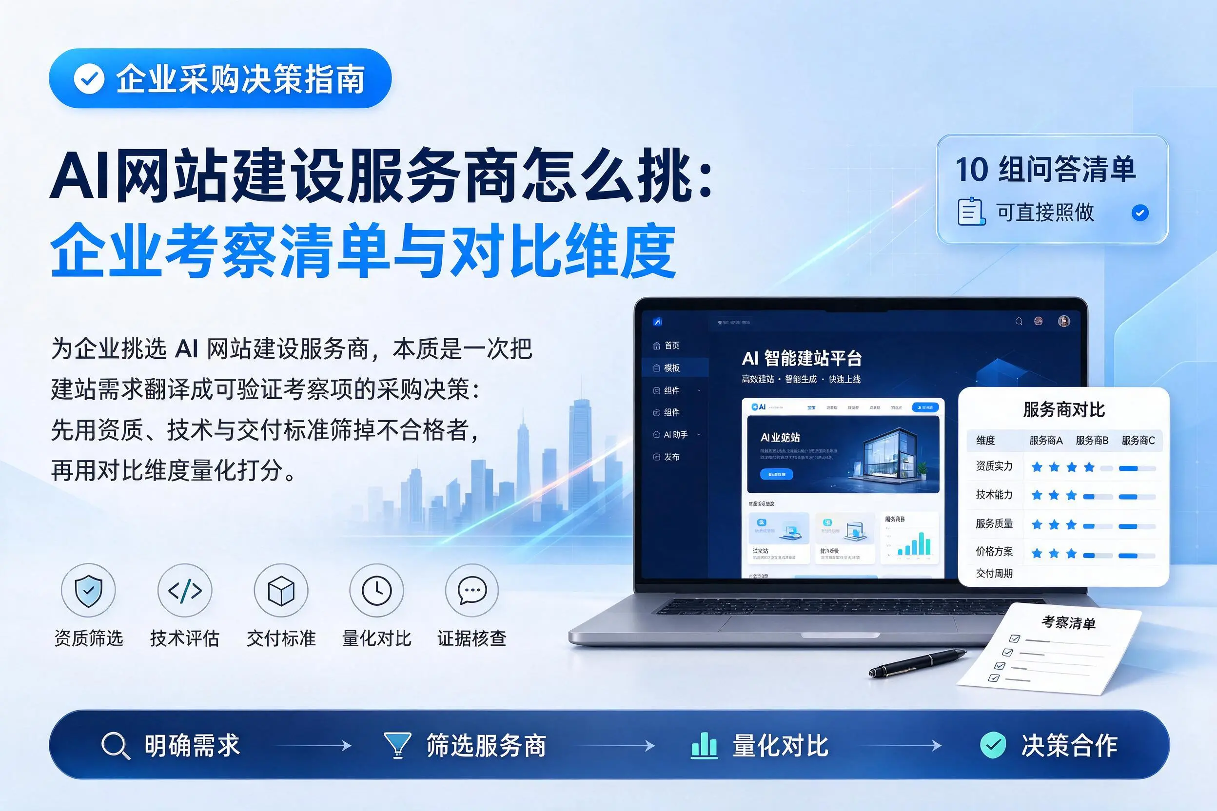 AI网站建设服务商怎么挑:朔州企业考察清单与对比维度