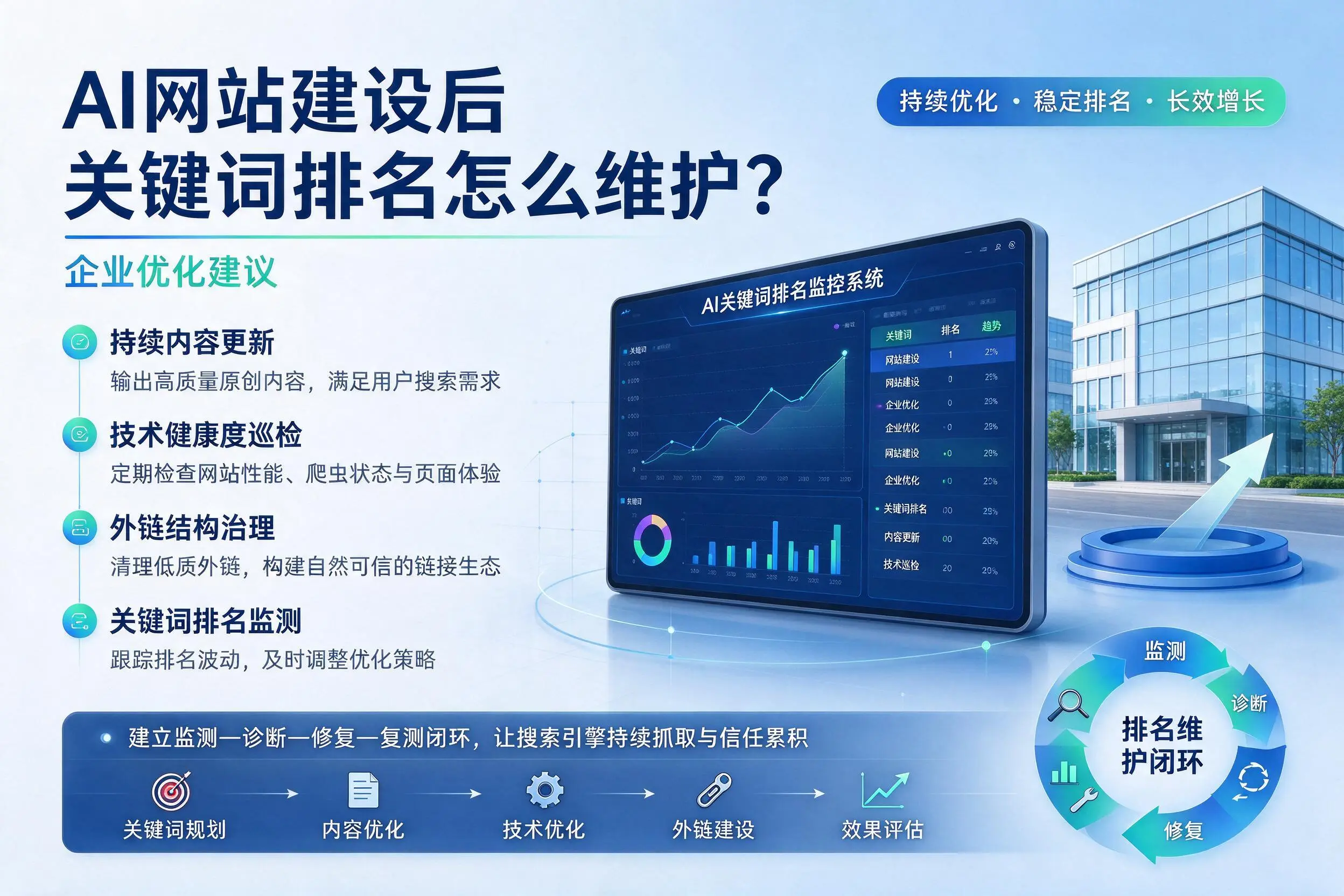 AI网站建设后关键词排名怎么维护？朔州企业优化建议