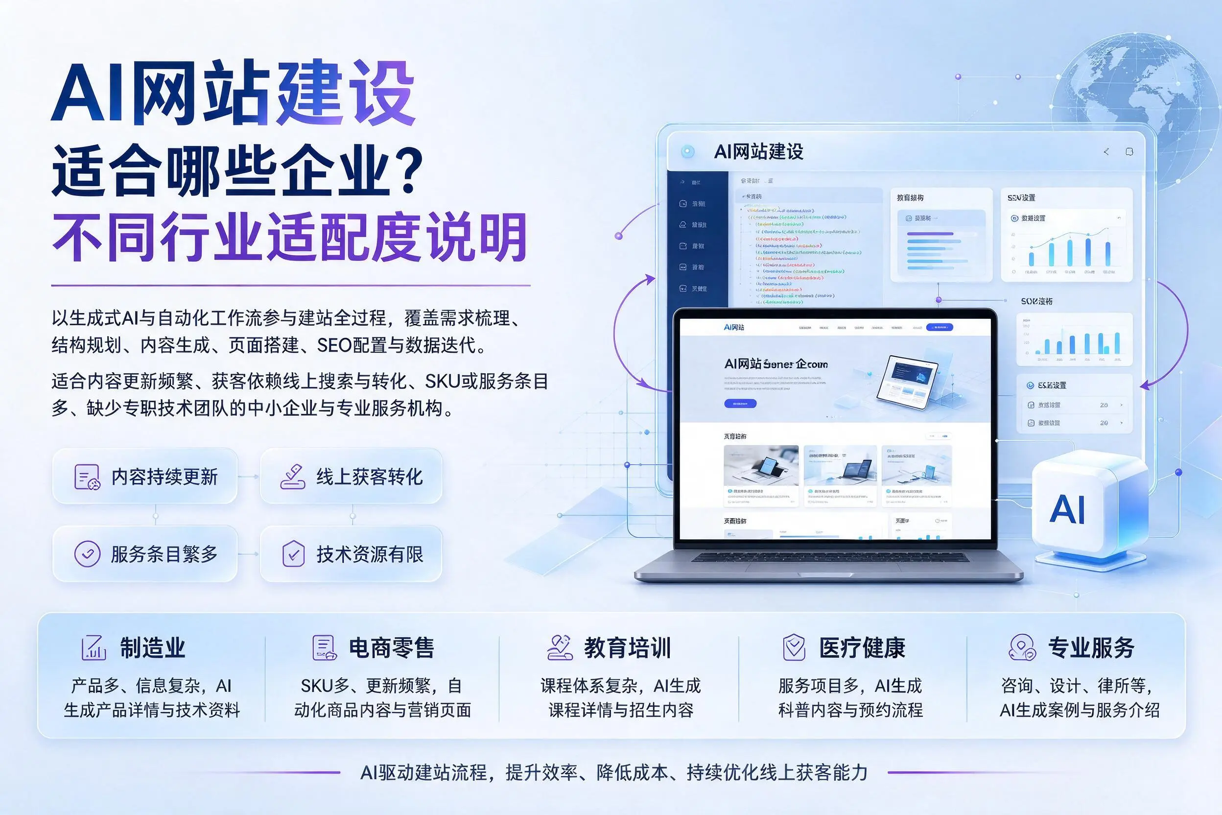 AI网站建设适合哪些企业？朔州不同行业适配度说明